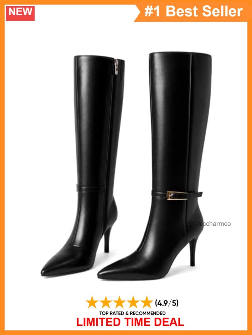 Faux Leather Knee High Pointed Toe Stiletto Boots